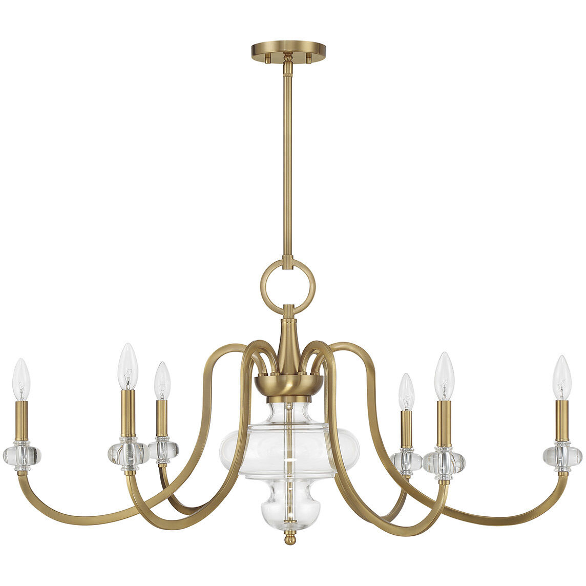 Bergdorf 6 Light 39 inch Warm Brass Chandelier Ceiling Light
