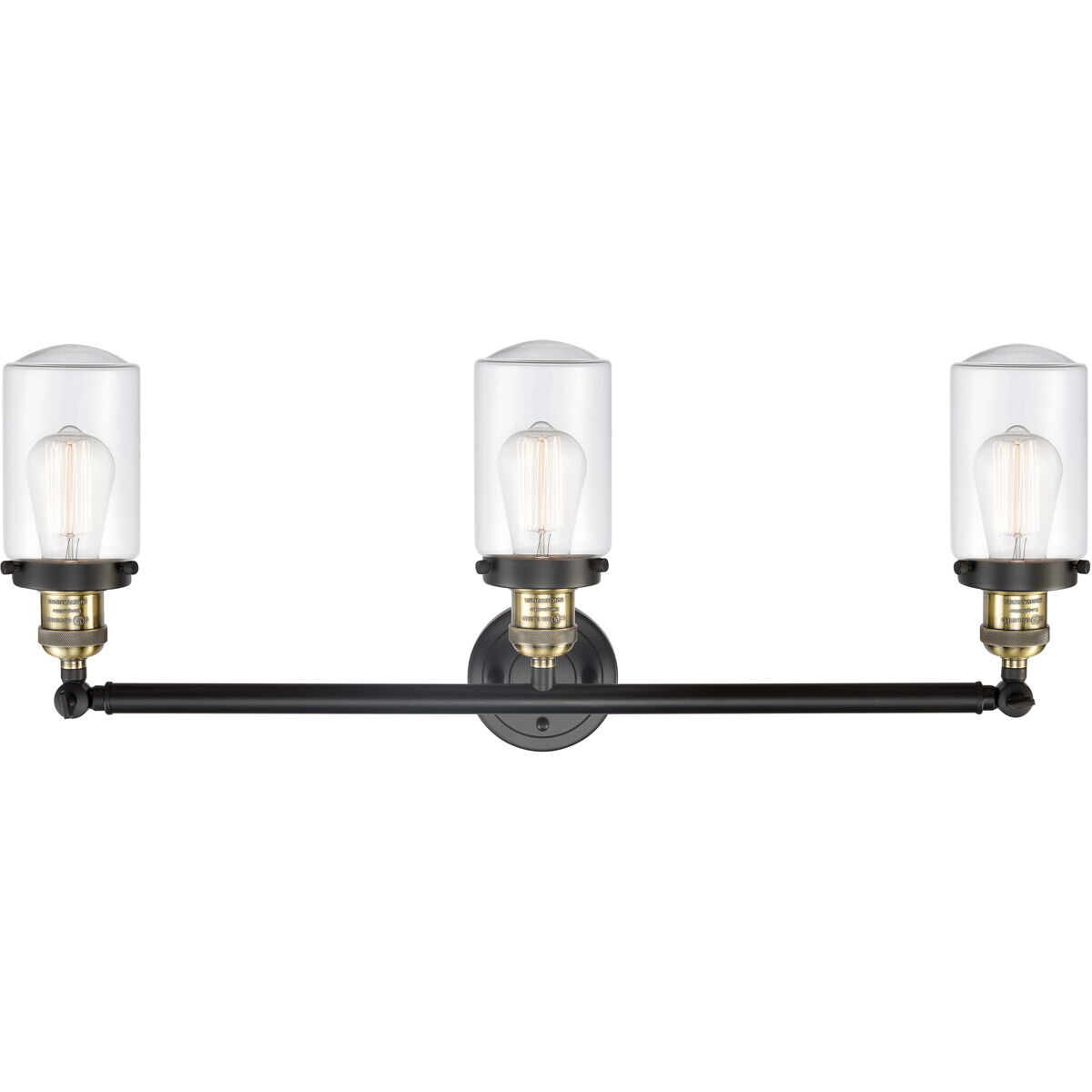 Franklin Restoration Dover 3 Light 31 inch Black Antique Brass Bath Vanity Light Wall Light in Clear Glass, Franklin Restoration