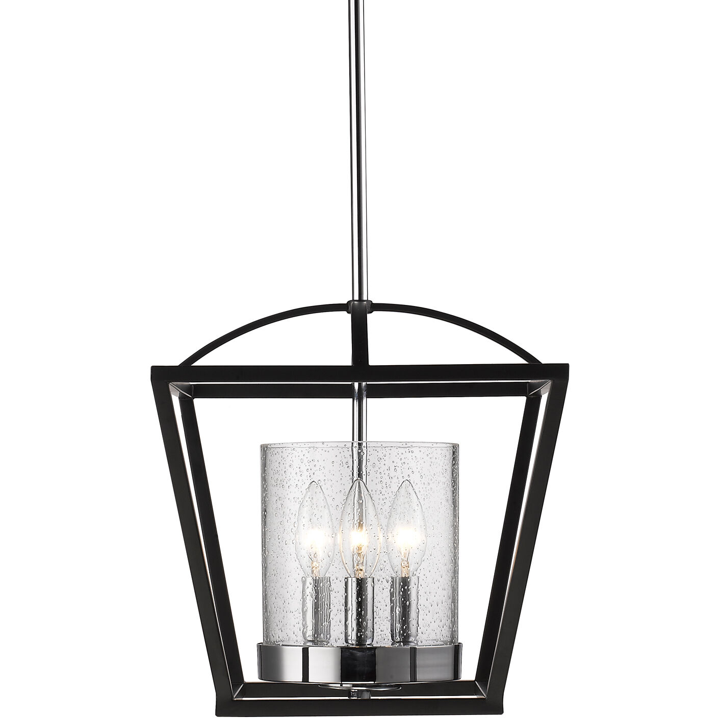 Mercer 3 Light 11.75 inch Matte Black/Chrome Semi-Flush Mount Ceiling Light, Convertible