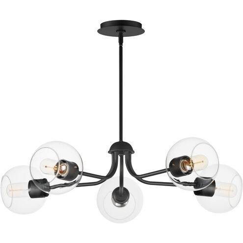 Knox 5 Light 30 inch Black Chandelier Ceiling Light, Globe