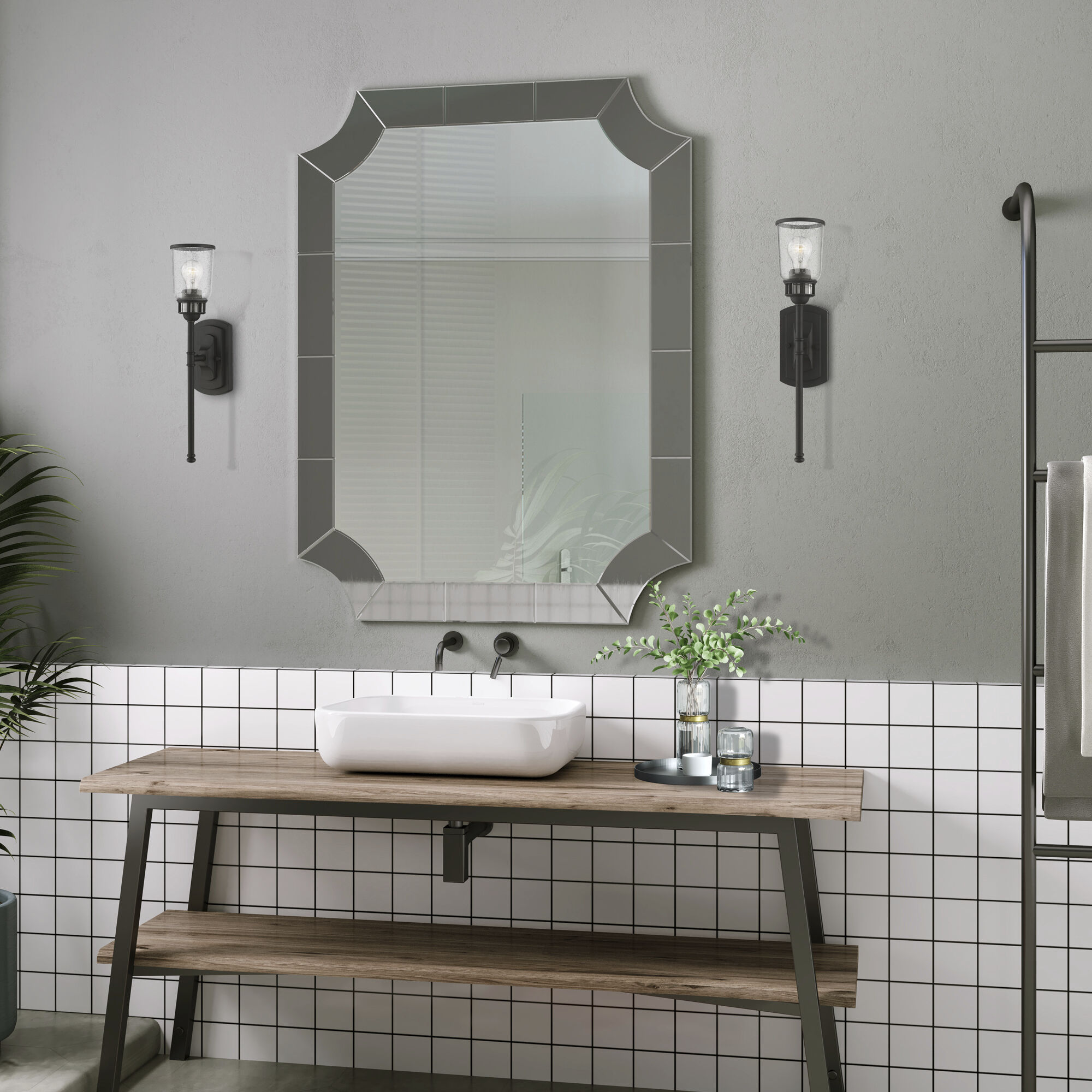 Lawrenceville 1 Light 5 inch Black Single Sconce Wall Light, Large