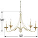 Westchester County 5 Light 28 inch Farm House White/Gilded G Chandelier Ceiling Light in Farmhouse White