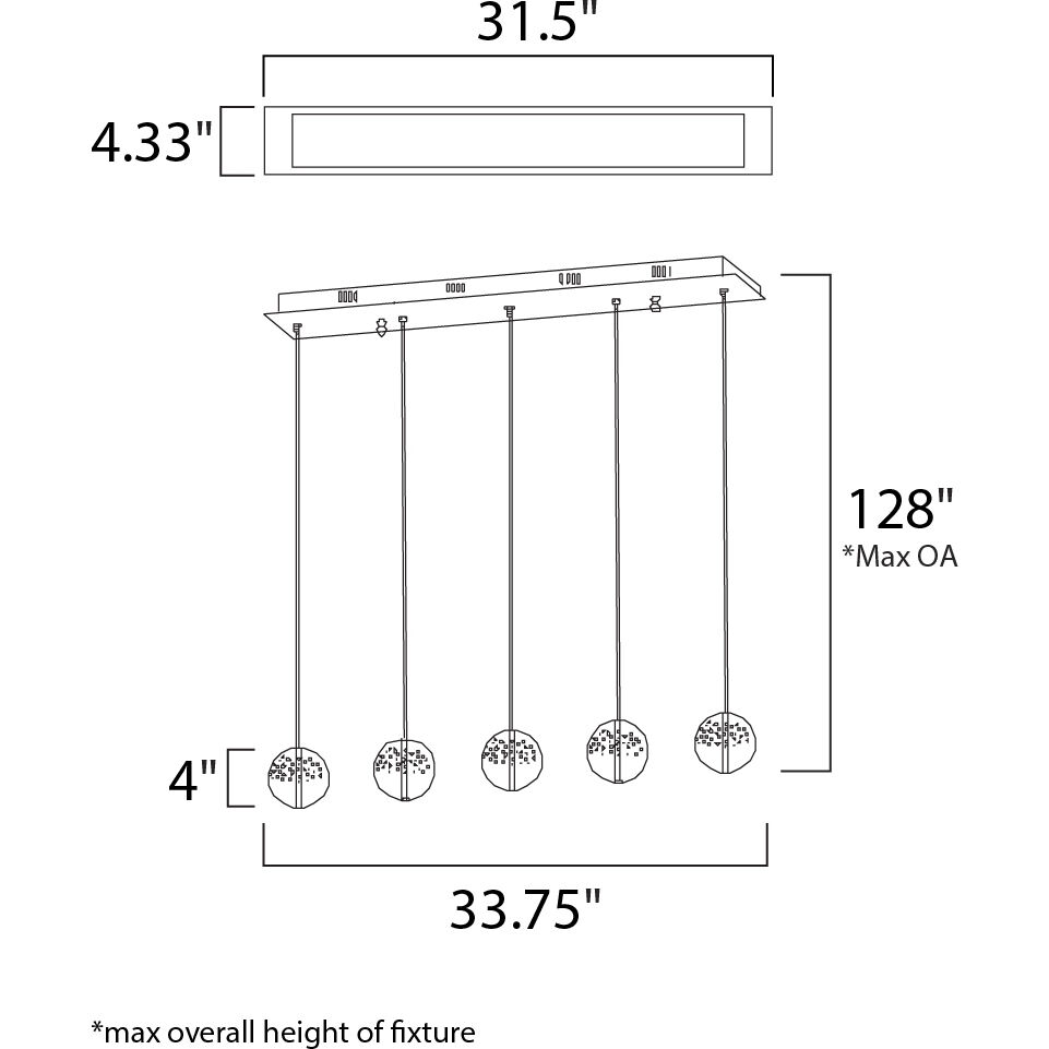 Sidney 5 Light 33.75 inch Polished Chrome Linear Pendant Ceiling Light