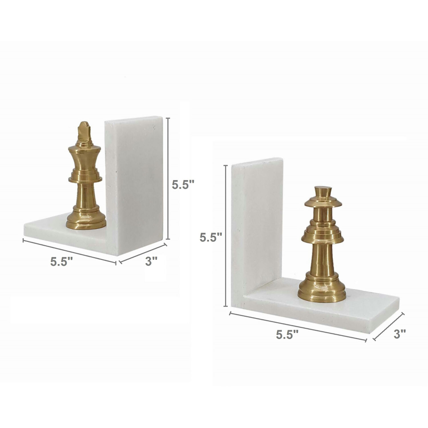 Anita 5.5 X 3.1 inch White and Gold Book Ends