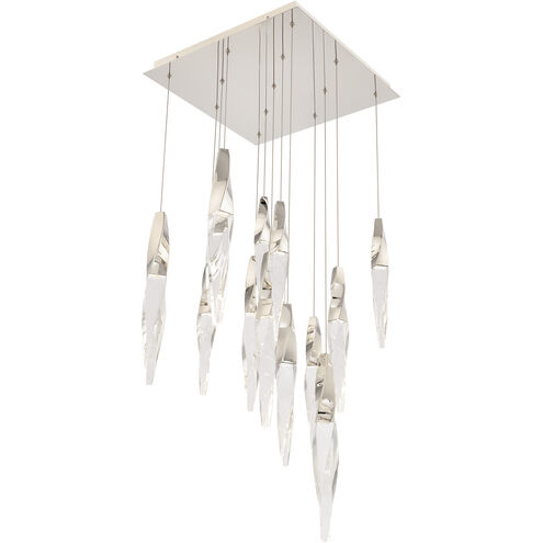 Beyond Kindjal LED 20 inch Polished Nickel Multi-Light Pendant Ceiling Light, Square Canopy