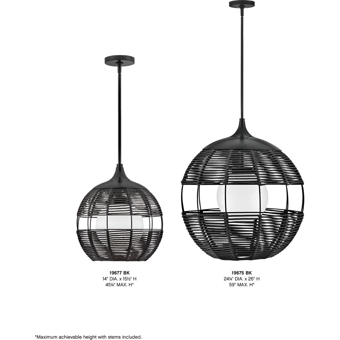 Open Air Maddox 1 Light 24.25 inch Black Outdoor Pendant