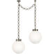 Marie Flanigan Bellamy LED 16 inch Pewter Statement Chain Globe Chandelier Ceiling Light in White Glass