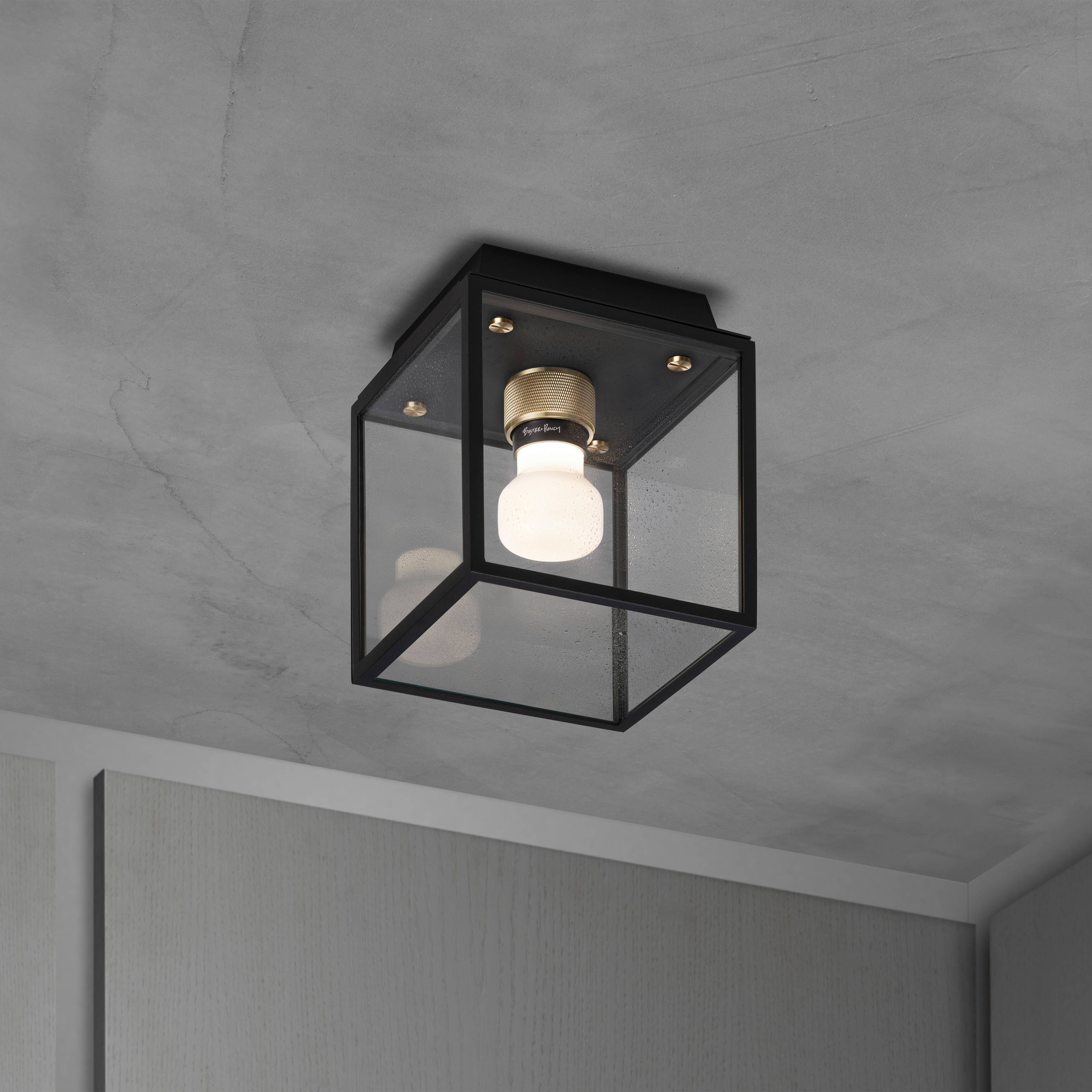 Caged Wet LED 6.81 inch Black / Brass Outdoor Semi-Flush Mount