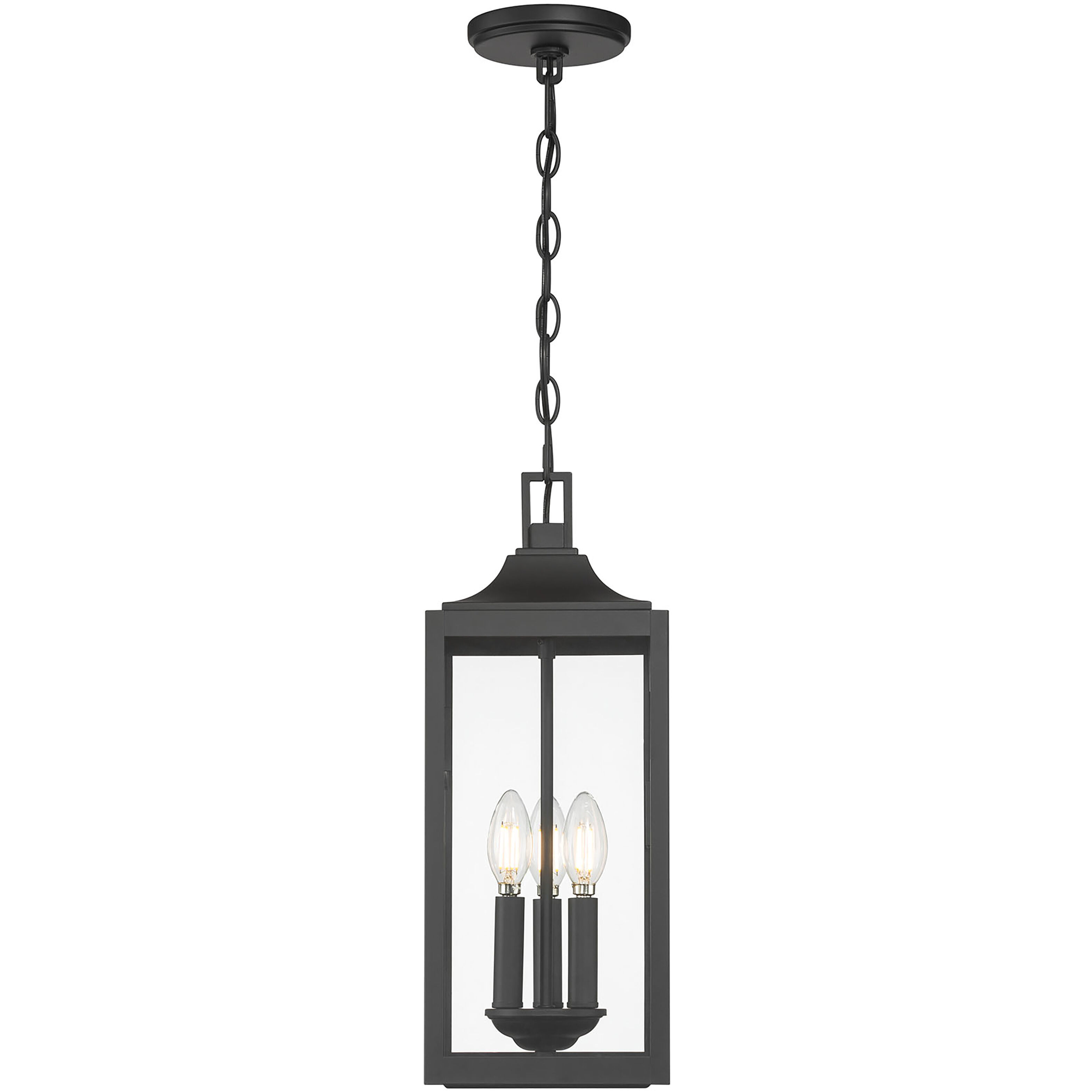 Halston 3 Light 7.25 inch Powder Coated Black Outdoor Hanging Lantern