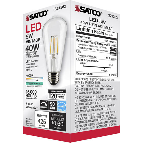 Lumos LED Medium Medium 5.00 watt 4000K LED Filament