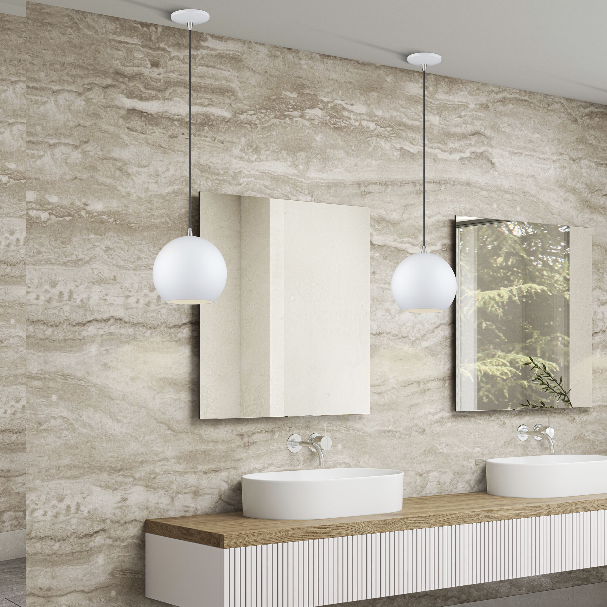 Kuppola 9.25 inch White with Brushed Nickel Accents Pendant Ceiling Light, Globe