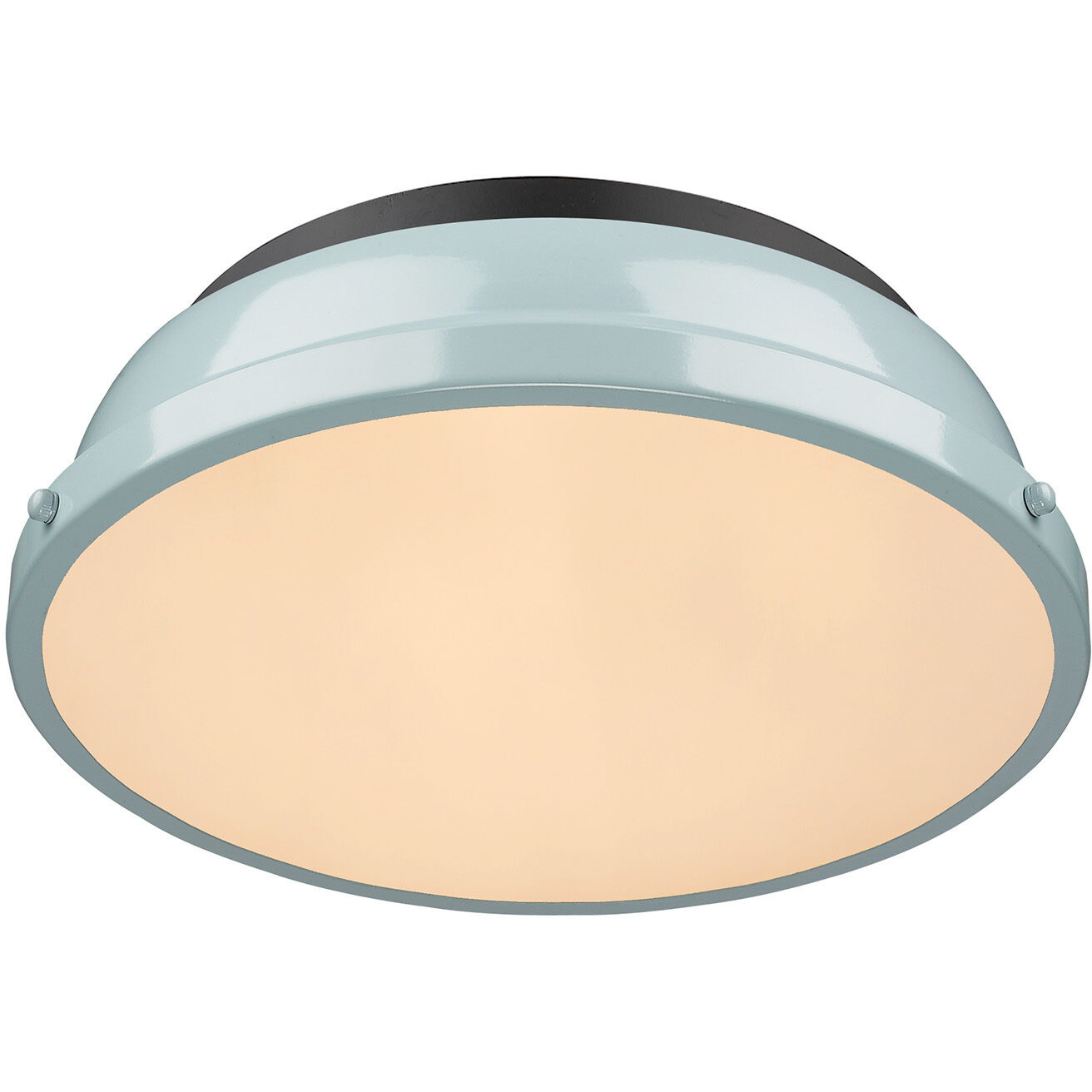Yep Duncan 2 Light 14 inch Matte Black Flush Mount Ceiling Light in Seafoam, Damp