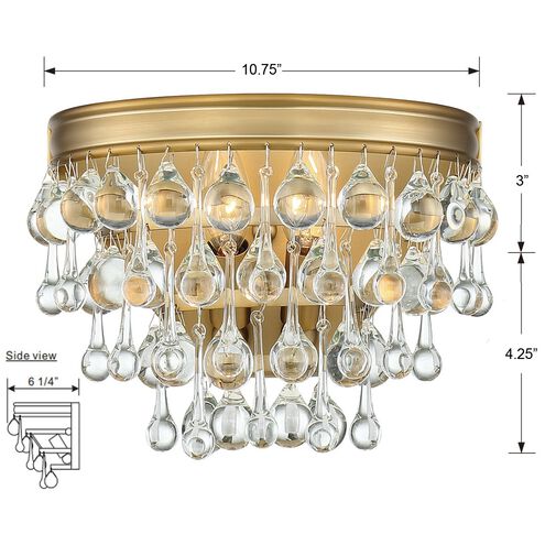 Calypso 2 Light 10.75 inch Vibrant Gold Sconce Wall Light