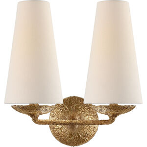 AERIN Fontaine 2 Light 13 inch Gilded Plaster Double Sconce Wall Light