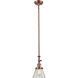 Franklin Restoration Cone LED 6 inch Antique Copper Mini Pendant Ceiling Light in Clear, Franklin Restoration