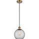 Ballston Farmhouse Chicken Wire LED 8 inch Brushed Brass Mini Pendant Ceiling Light, Ballston