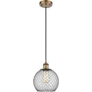 Ballston Farmhouse Chicken Wire LED 8 inch Brushed Brass Mini Pendant Ceiling Light, Ballston