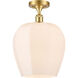 Ballston Norfolk LED 11.75 inch Satin Gold Semi-Flush Mount Ceiling Light in Matte White Glass