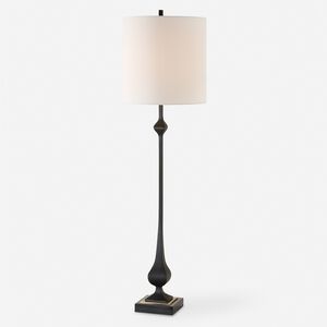 Hightower 38 inch 150.00 watt Satin Black and Black Marble with Antique Brass Buffet Lamp Portable Light