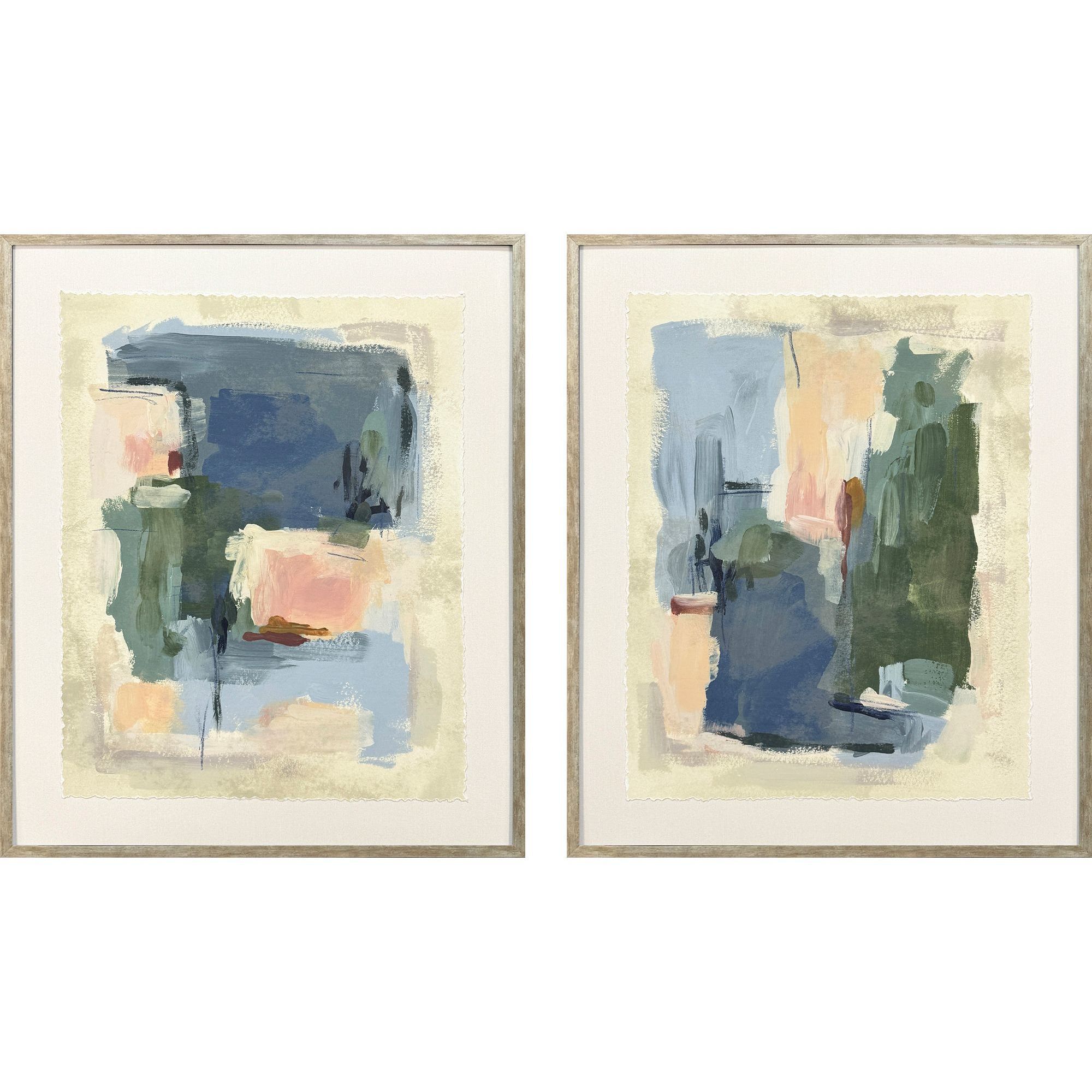 Palette Map Blue and Green and Pink and Rust Framed Art