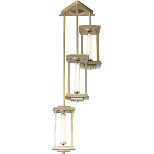 Athena Triple LED 20.1 inch Modern Brass Pendant Lantern Ceiling Light, Short