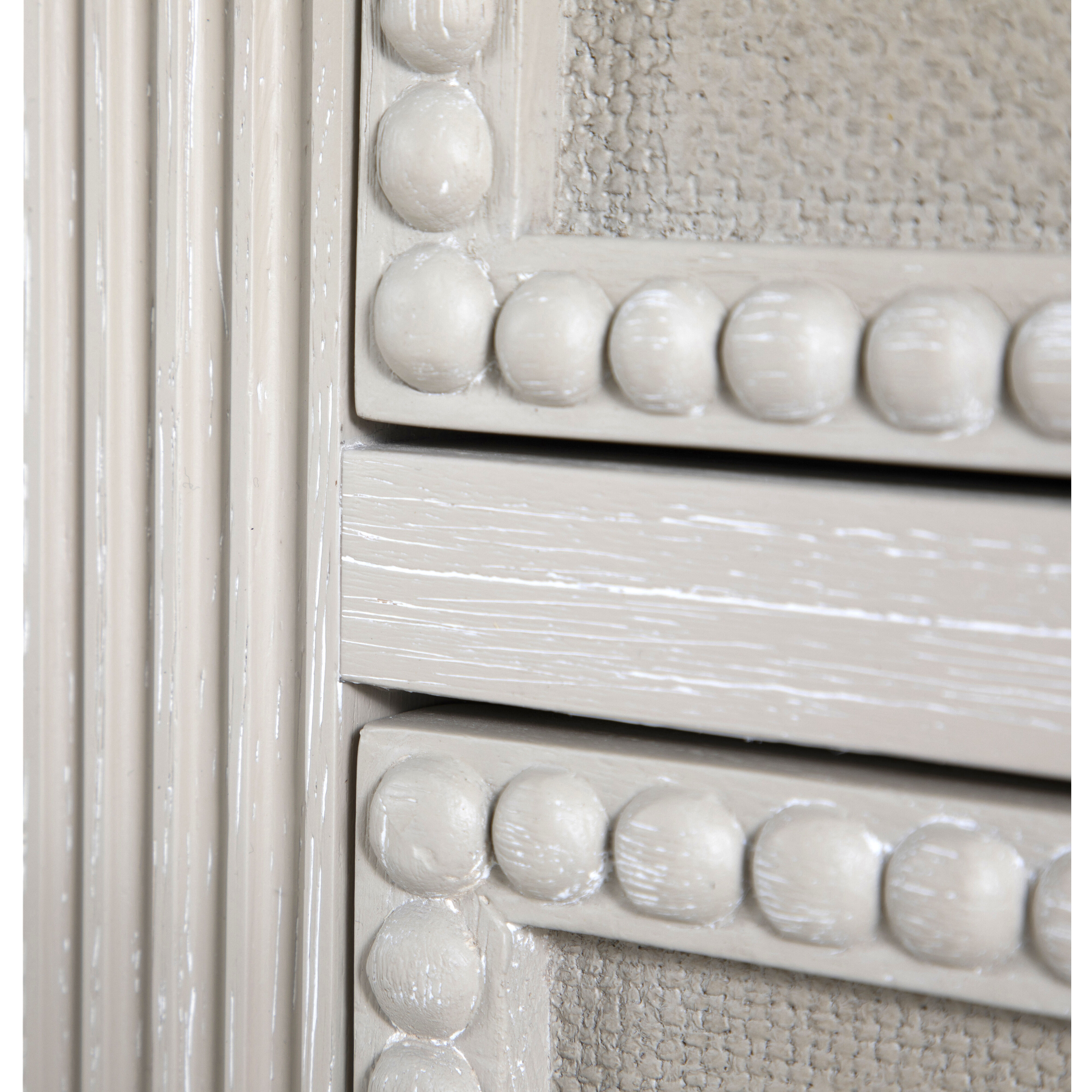 Caroline Cerused White and Painted Burlap Chest