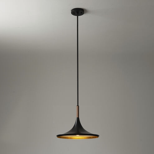 Lodi LED 10 inch Matte Black and Walnut Pendant Ceiling Light
