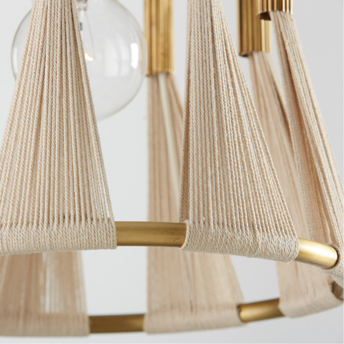 Bianca 1 Light 12 inch Bleached Natural Rope and Patinaed Brass Pendant Ceiling Light