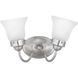 Clarence 2 Light Brushed Nickel Bath Vanity Wall Light