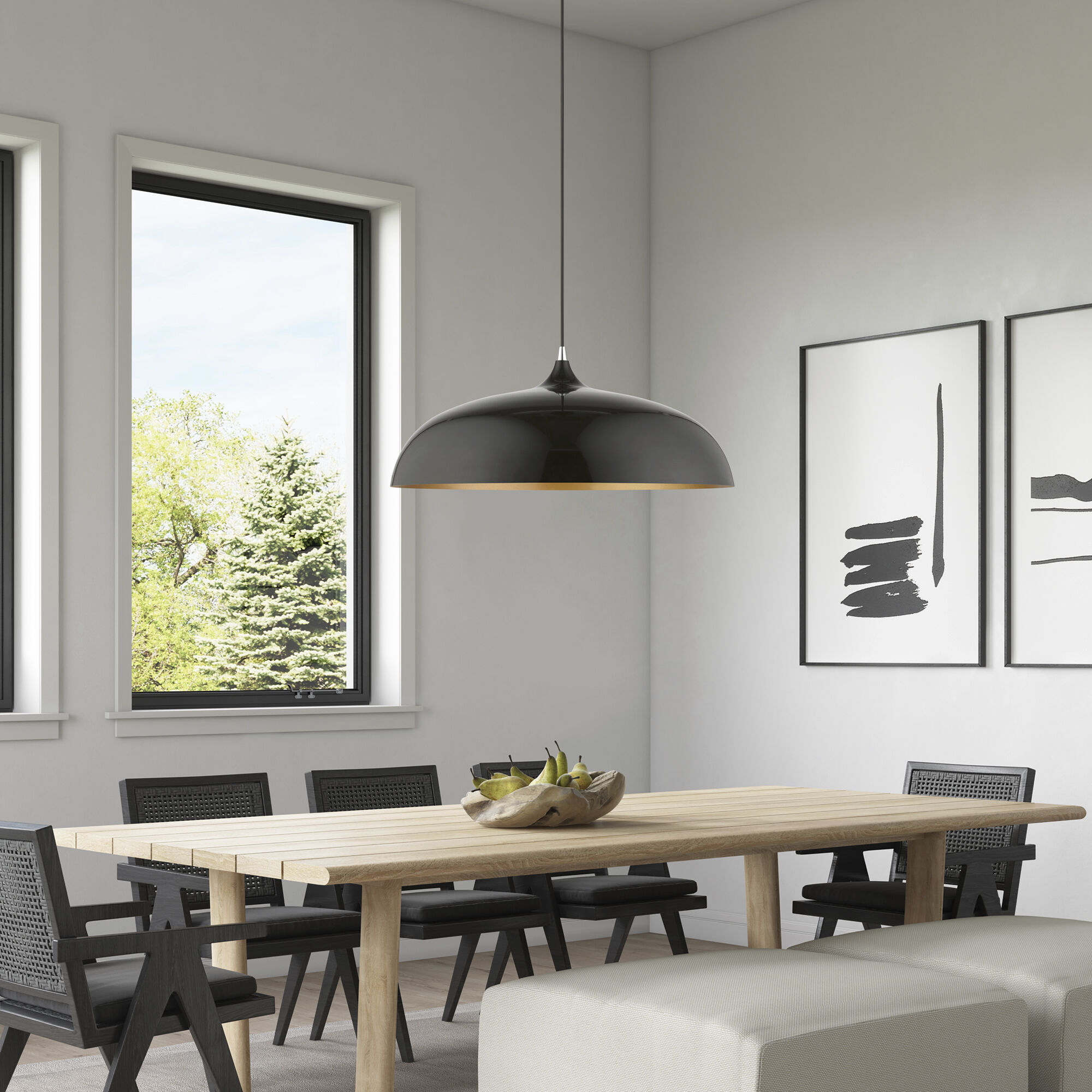 Amador 3 Light 24 inch Shiny Black with Polished Chrome Accents Pendant Ceiling Light, Large