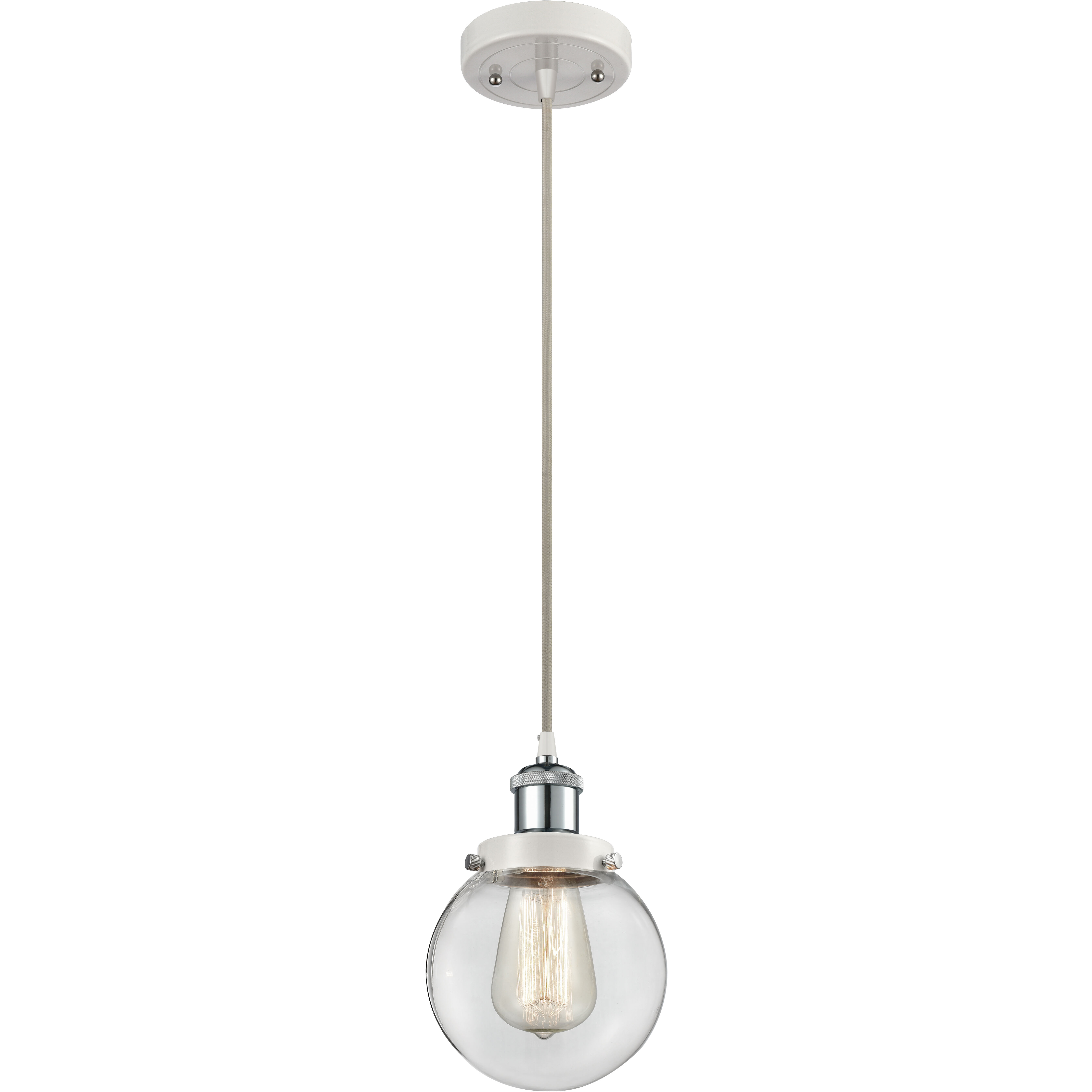 Ballston Beacon 1 Light 6 inch White and Polished Chrome Mini Pendant Ceiling Light in Clear Glass
