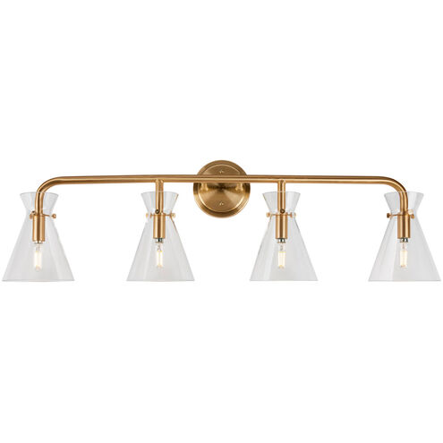Beaker 4 Light 36 inch Soft Gold Vanity Light Wall Light