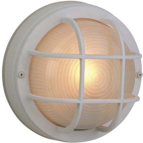 Bulkheads 1 Light 8 inch Textured White Outdoor Flushmount in Textured Matte White, Small