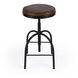 Clyde Leather 25" Adjustable Bar Stool in Medium Brown