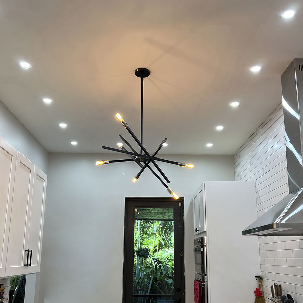 Archer 6 Light 26 inch Satin Black with Brushed Nickel Indoor Chandelier Ceiling Light