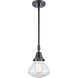 Franklin Restoration Olean LED 7 inch Matte Black Mini Pendant Ceiling Light in Seedy Glass