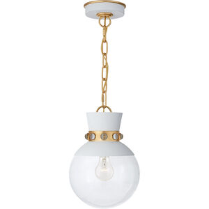 Julie Neill Lucia 1 Light 8.5 inch White and Gild Pendant Ceiling Light in White with Gild, Small
