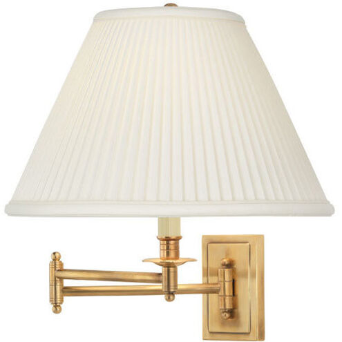 Kinetic 14 inch 150.00 watt Antique Brass Wall Swinger Wall Light in Natural Side Pleat