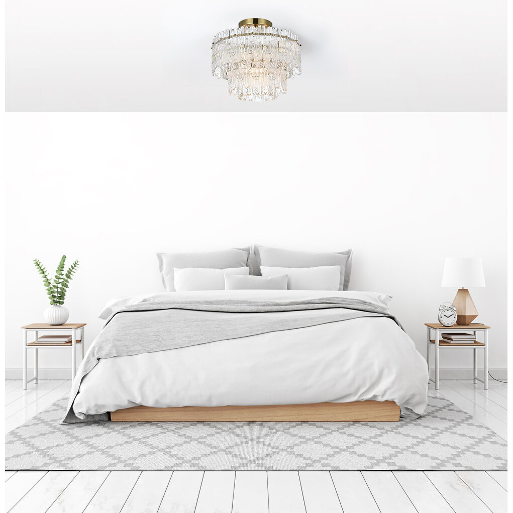 Emilia 4 Light 15 inch Satin Gold Flush Mount Ceiling Light