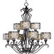 Mondrian 9 Light 34 inch Umber Bronze Multi-Tier Chandelier Ceiling Light