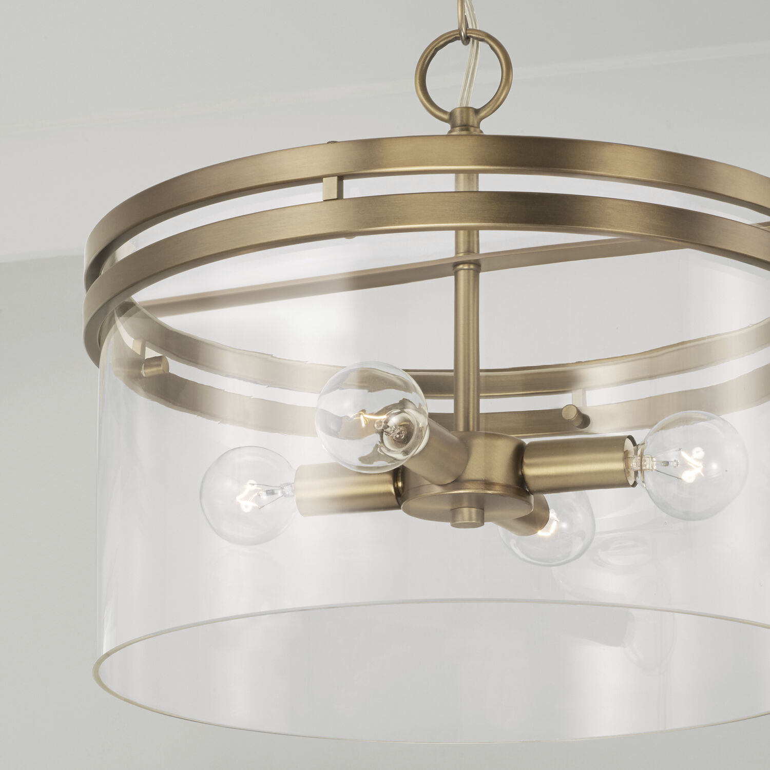 Fuller 4 Light 14.5 inch Aged Brass Semi-Flush Mount Ceiling Light, Convertible Dual Mount
