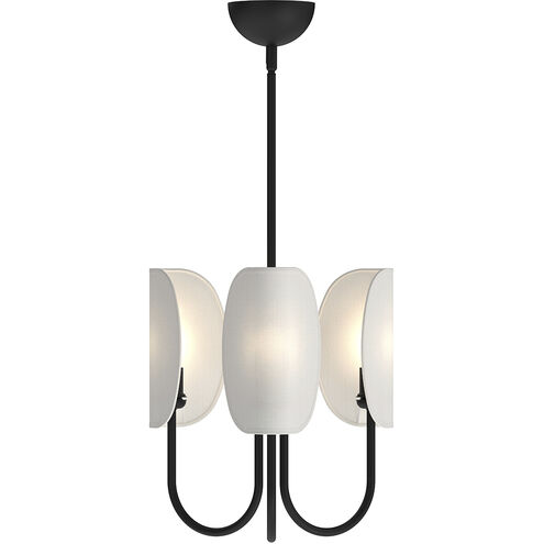 Alora Mood Seno 3 Light 15 inch Matte Black and White Cotton Fabric Chandelier Ceiling Light