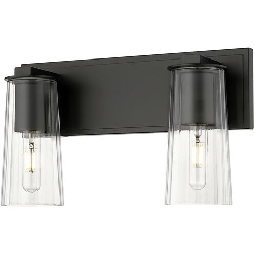 Titus 2 Light 16 inch Matte Black Bath Vanity Light Wall Light