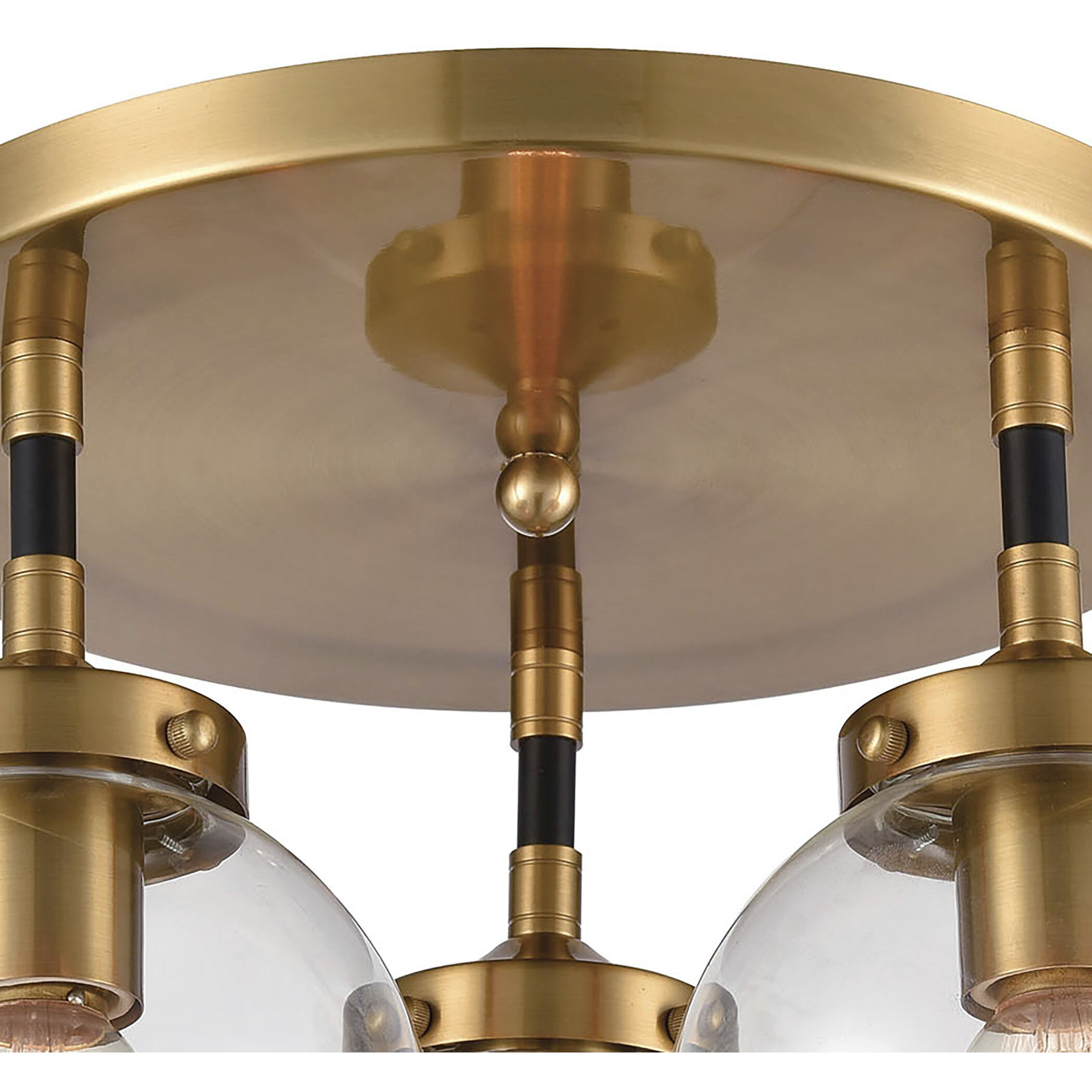 Boudreaux 3 Light 15 inch Matte Black with Antique Gold Semi Flush Mount Ceiling Light