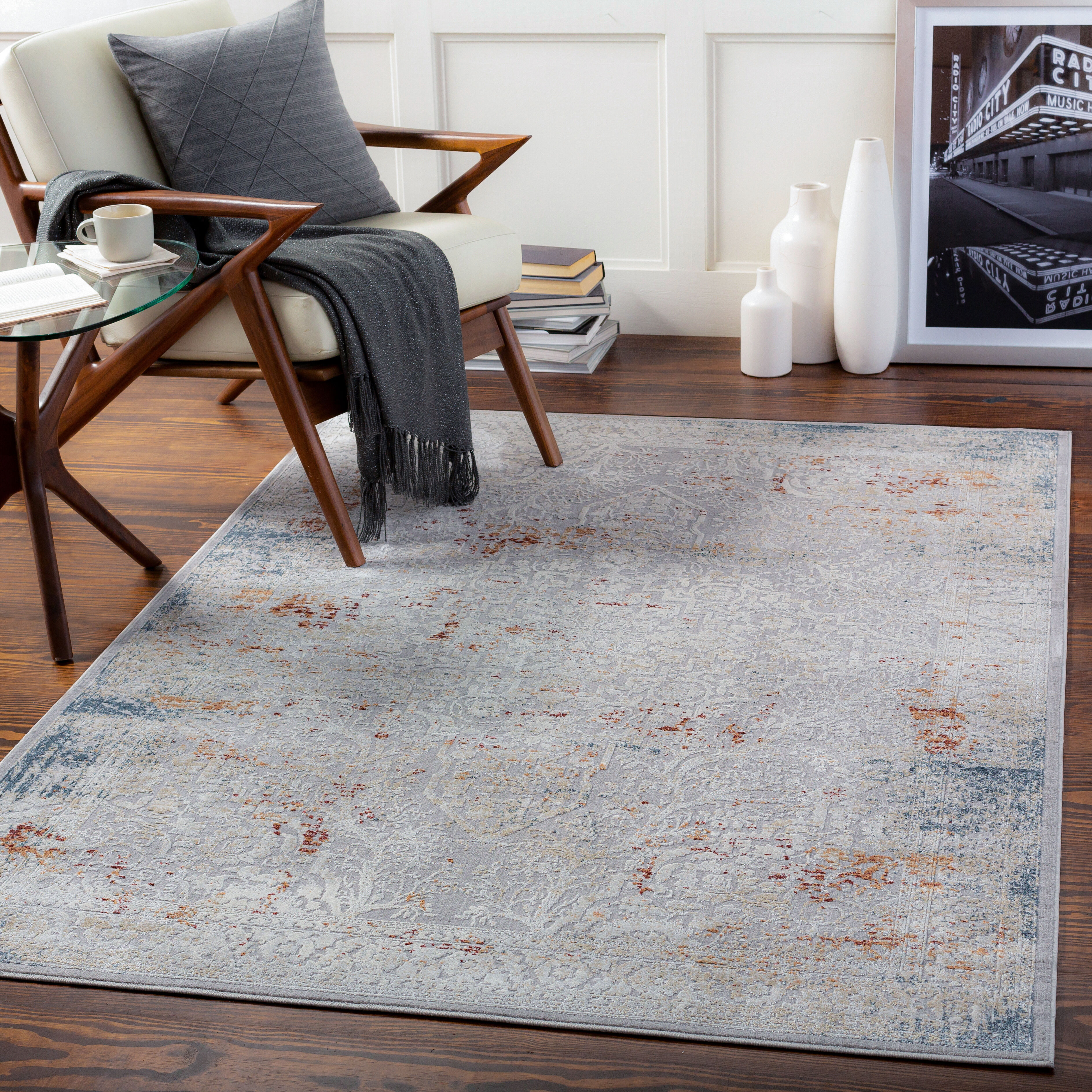 Norland 114 X 79 inch Medium Gray Rug in 7 x 9, Rectangle