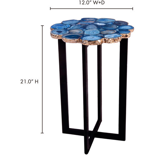 Agate 21 X 12 inch Blue Accent Table