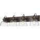 Hines 4 Light 34.5 inch Rubbed Bronze Bath Vanity Light Wall Light in Seeded Glass