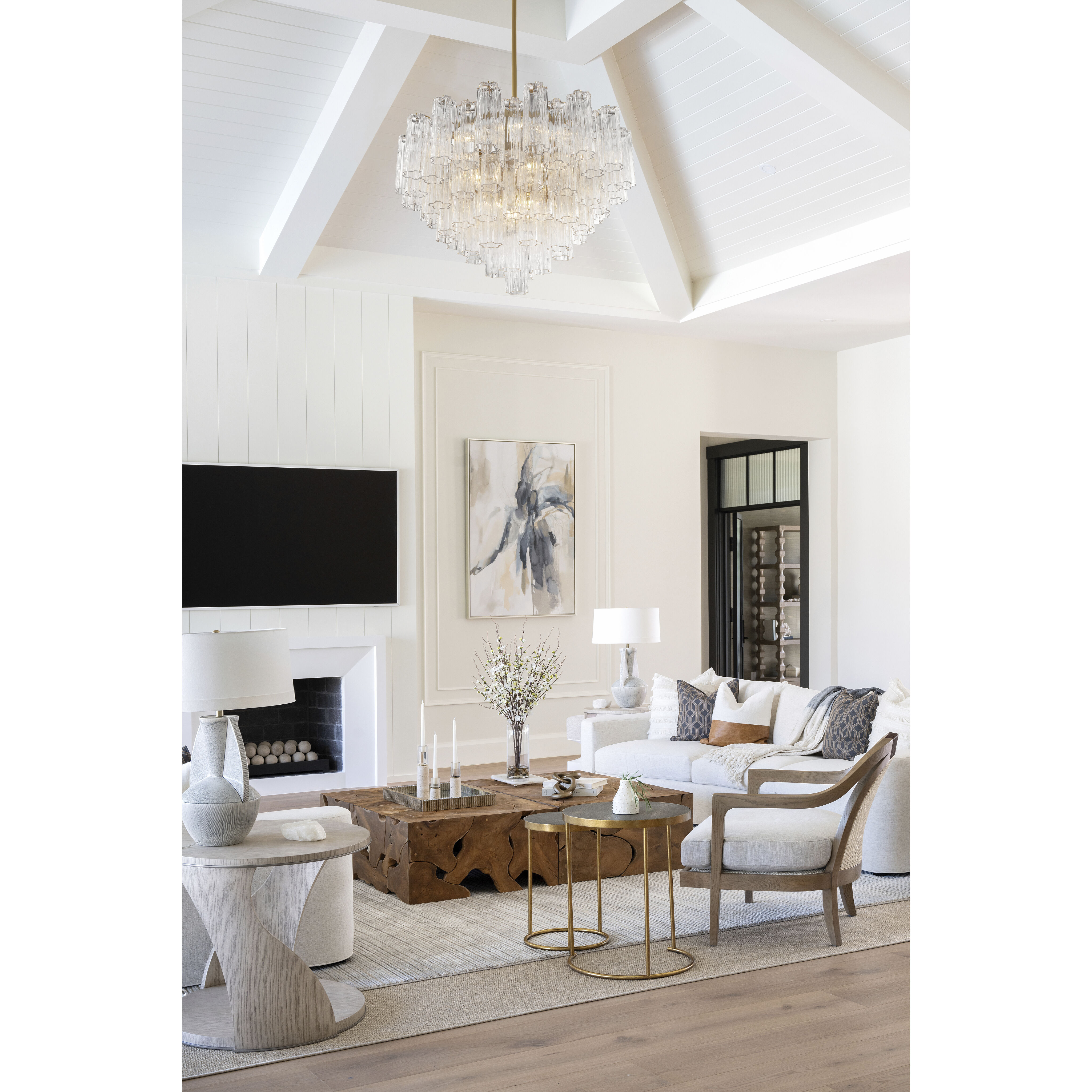 Addis 16 Light 32 inch Aged Brass Chandelier Ceiling Light in Tronchi Glass Clear