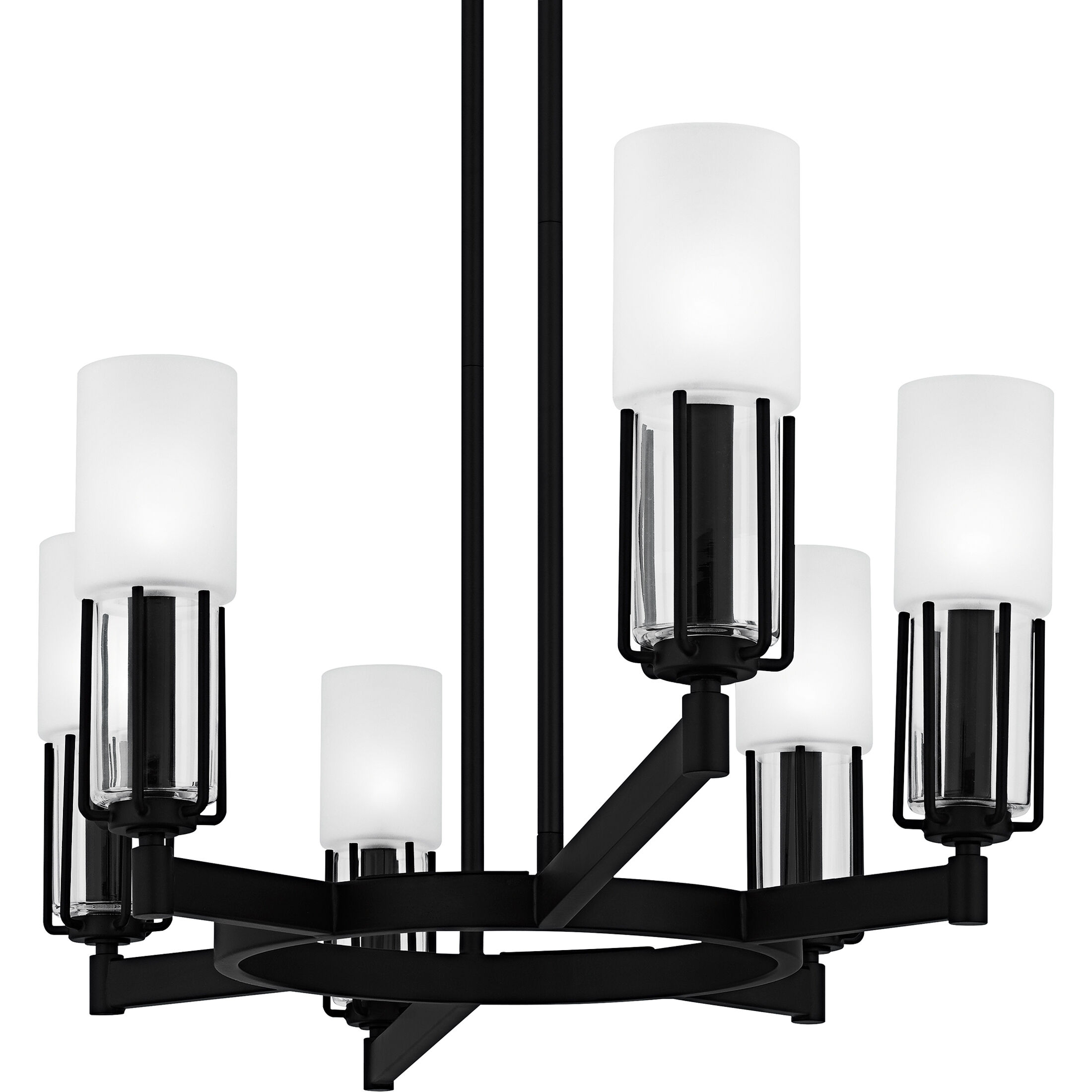 Cruz 6 Light 48 inch Matte Black Linear Chandelier Ceiling Light, Large