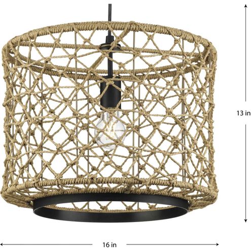 Chandra 1 Light 16 inch Matte Black Pendant Ceiling Light, Design Series